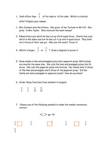 Equivalent Fraction Word Problems | Teaching Resources