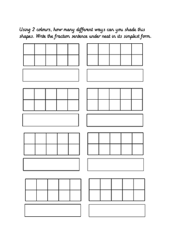 Shading And Simplifying Fractions Investigation