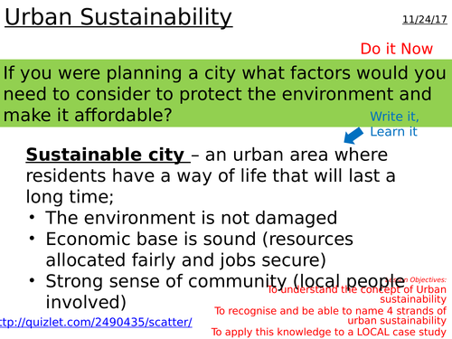 EDUQAS spec A - unit 2 - L16 sustainable urban living - fully resourced