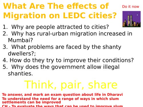 EDUQAS spec A - unit 2 - L25 improving dharavi - fully resourced