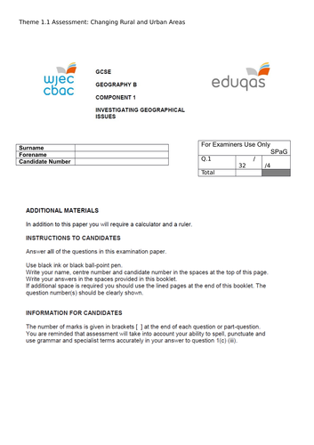 EDUQAS spec A - unit 2 - L27 - assessment 2 - fully resourced