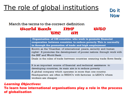 KS3 globalisation - L5 - oranisations - fully resourced