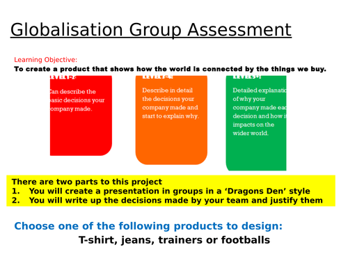 KS3 globalisation - L10 group assessment - fully resourced