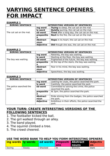 Varying sentence openers for impact