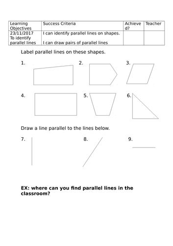parallel and perpendicular lines | Teaching Resources