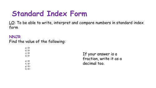 Standard Form Lesson | Teaching Resources