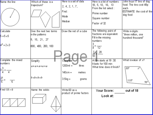 QUICK FIRE FOUNDATION GCSE BASICS GRID 33 & 34