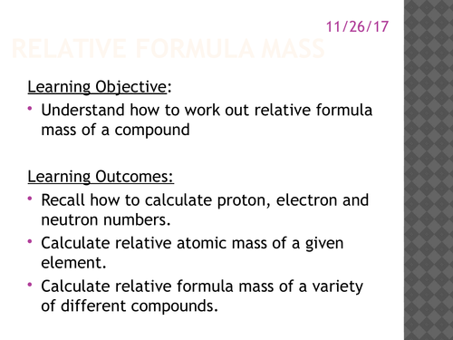 GCSE AQA Chemistry C4.1 Relative masses | Teaching Resources