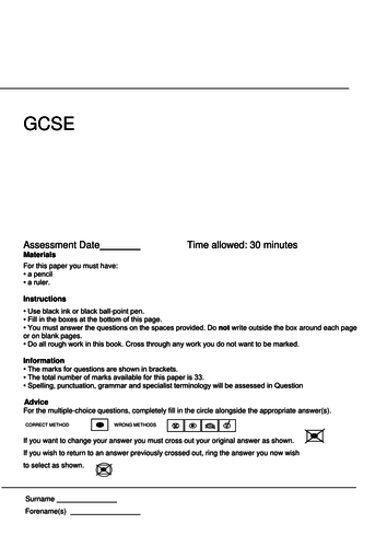 EDUQAS spec B - unit 1 - L28 - assessment 2  - fully resourced