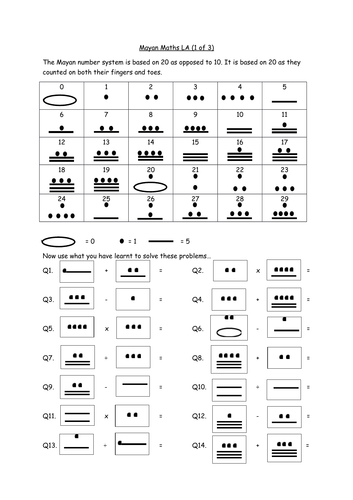 Mayan Numbers Worksheet 3 Answers