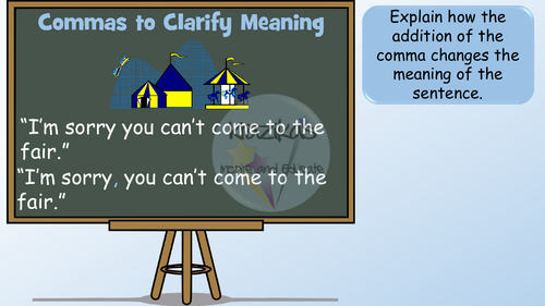 Commas To Clarify Meaning PowerPoint Lesson | Teaching Resources