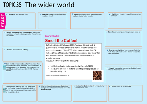 GCSE Edexcel Business Revision Revision Mat: 3.5 The wider world affecting business