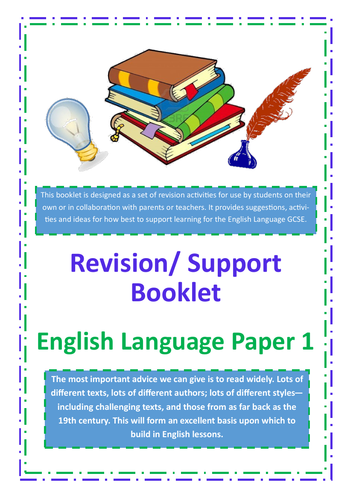 Paper 1 English Language AQA - revision guide/ homework / support ...