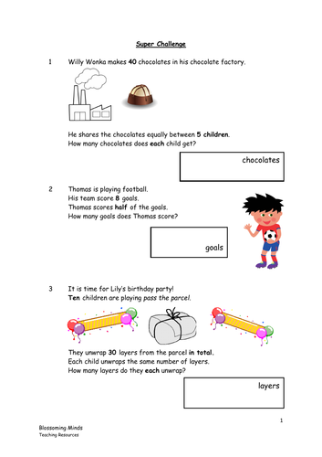 KS1 Year 2 Maths SATs - Division Revision | Teaching Resources