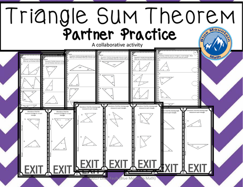 Triangle Sum Theorem Partner Practice Teaching Resources 5796