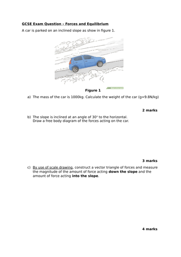 GCSE Physics 9-1 Mass Weight Triangle of Forces (equilibrium)