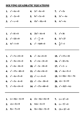 solving quadratic equations assignment