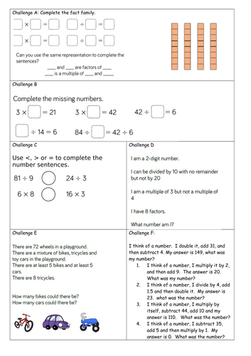 year 5 block 4 white rose mastery multiplication and division lesson 7 inverse operations teaching resources