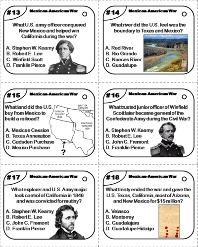 Mexican American War Task Cards | Teaching Resources