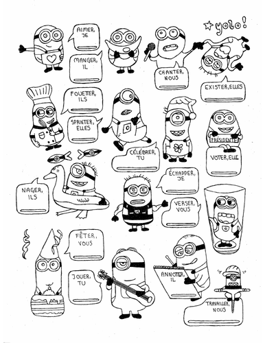 french er verb conjugation fun no prep minions worksheet