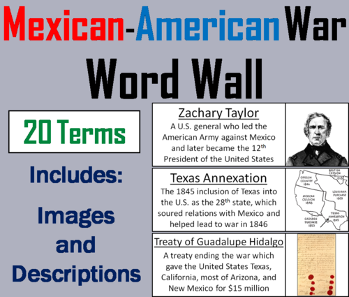 Mexican American War Word Wall Cards