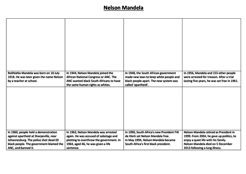 Nelson Mandela Comic Strip and Storyboard