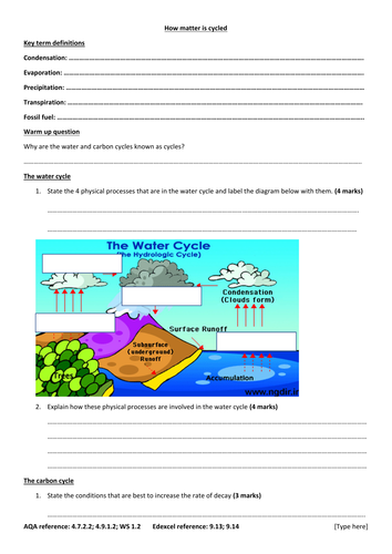 GCSE Ecology new spec Higher Tier: how matter is cycle