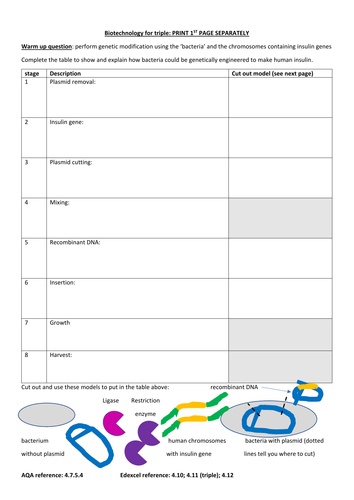 GCSE Ecology new spec for triple higher students: biotechnology