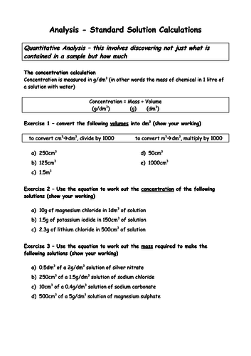 Edexcel 9-1 Sc14c TOPIC 5 Quantitative analysis Concentration mol + g/dm3 SEPARATE or TRIPLE PAPER 1