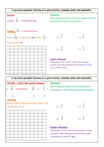 i can write equivalent fractions of a given fraction