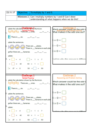 Multiplying And Dividing By 1 And 0 Year 4 White Rose | Teaching Resources