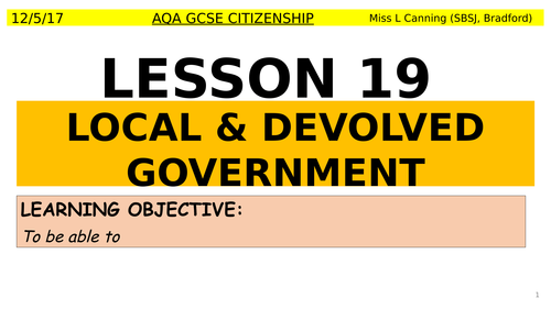 AQA - Local & Devolved government Lesson