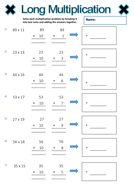 long multiplication worksheets teaching resources