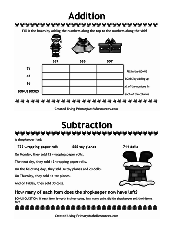 christmas maths worksheets year 5 teaching resources