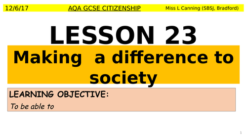 Making a difference in society-AQA GCSE Citizenship