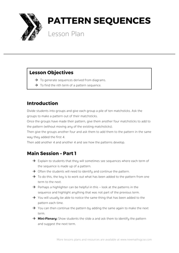 Pattern Sequences -Complete Lesson | Teaching Resources