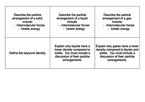 AQA GCSE 9-1 PHYSCIS - revision flash cards Particle model of matter