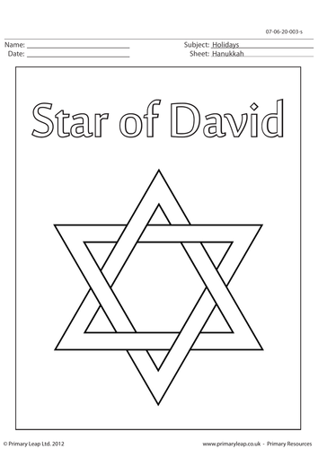 Colouring page - Star of David | Teaching Resources