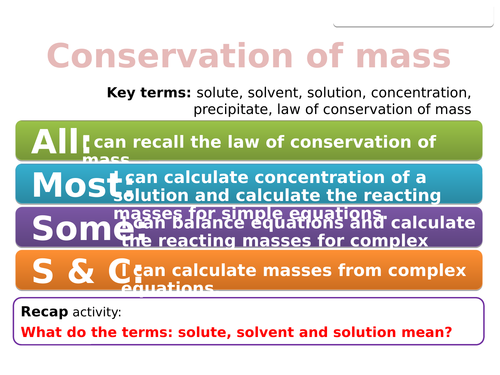 CC9 Calculations involving masses (Edexcel Combined Science) | Teaching ...