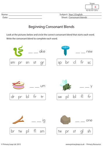 beginning consonant blends 1 teaching resources