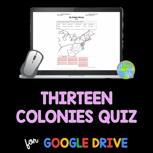 Thirteen Colonies QUIZ Teaching Resources