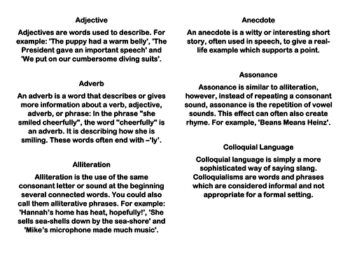 List Of Language Techniques AQA 8700 GCSE English Language Teaching 