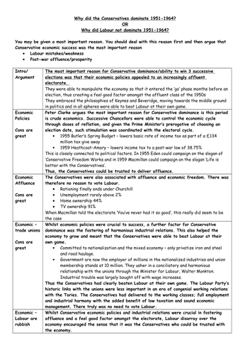 Model Answer: Why did the Conservatives dominate 1951-1964?