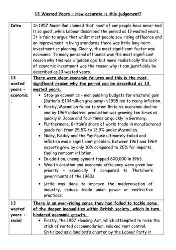 Model Answer: How accurate is the description 13 Wasted Years 1951-1964?