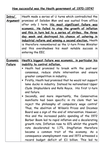 Model Answer: How successful was the Heath government of 1970-1974?