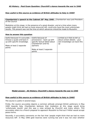 Churchill and attitude to war in 1940 - for OCR A Level history