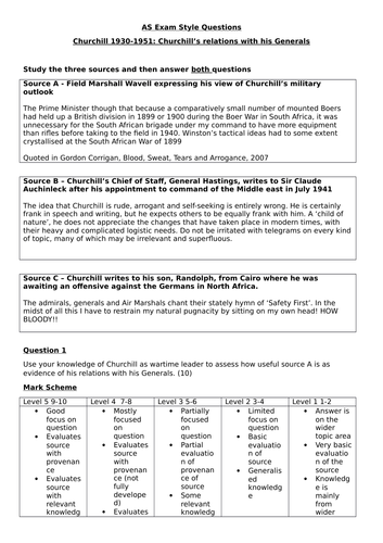 Churchill - relationship with generals and strategic decisions  - for OCR A Level history