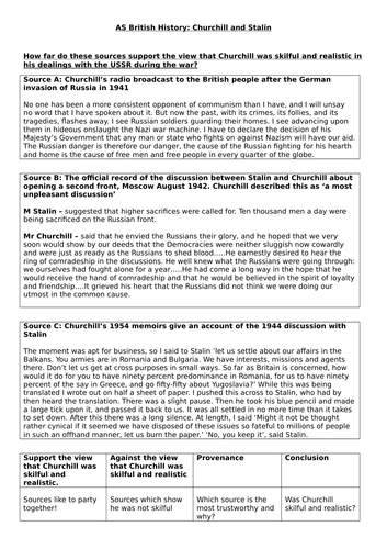 Churchill and International Relations - with USA, USSR - for OCR A Level history