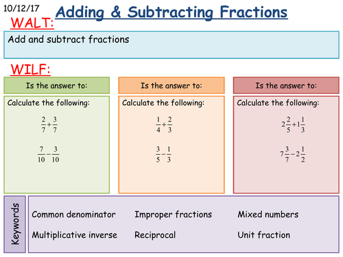KS3 Maths: Adding and Subtracting Fractions