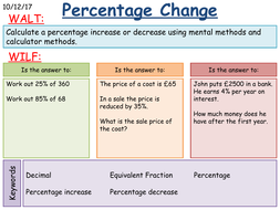 Ks3 Maths Percentage Increase And Decrease Teaching Resources
